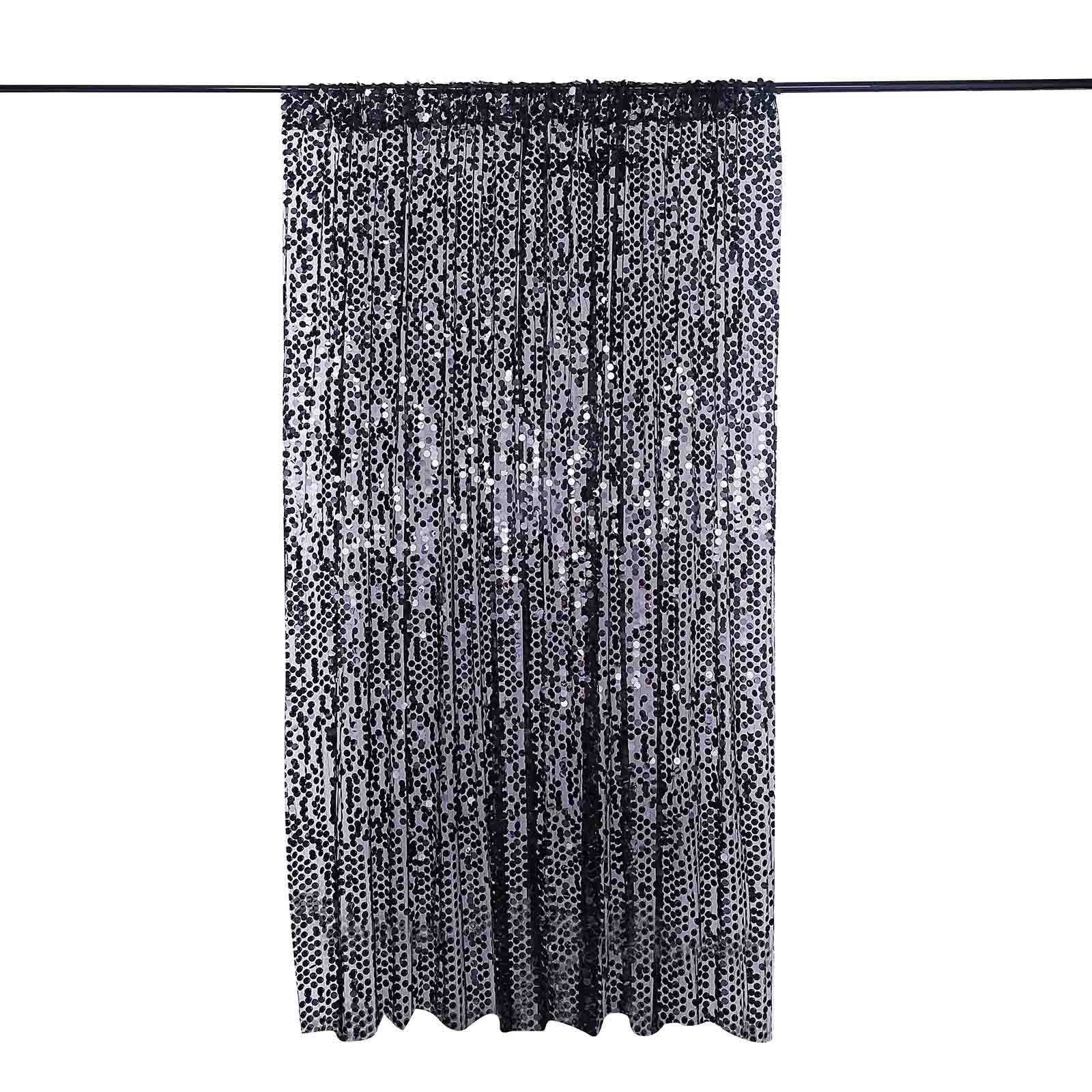 8ftx8ft Black Big Payette Sequin Photo Backdrop Curtain, Event Background Drapery Panel