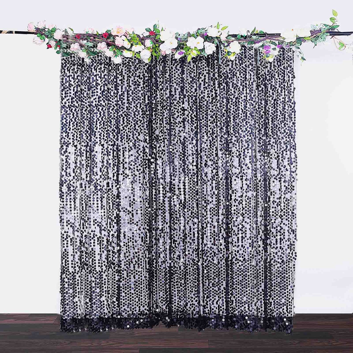 8ftx8ft Black Big Payette Sequin Event Curtain Drapes, Backdrop Event Panel