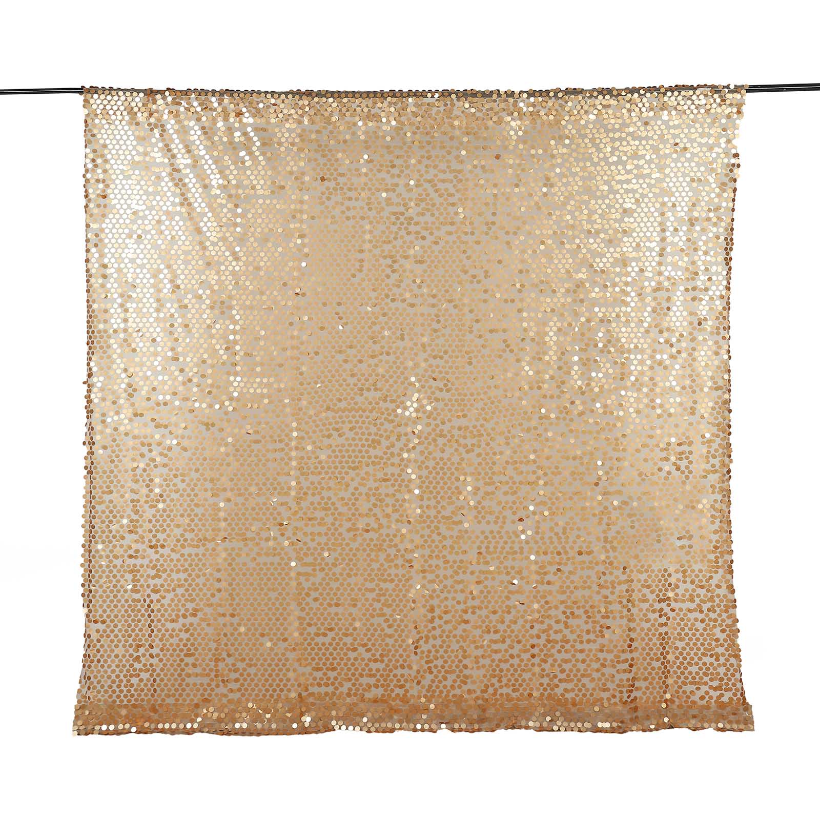 Matte champagne sequin event curtain drapes, 8ft x 8ft backdrop panel.