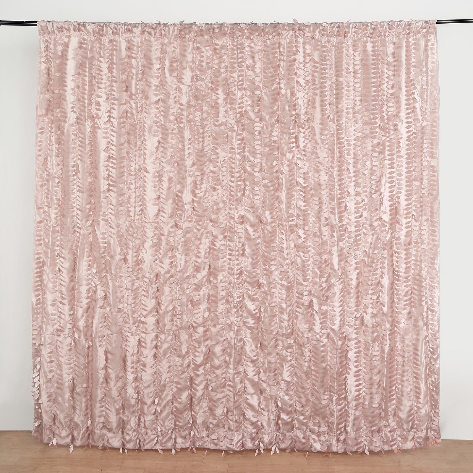 8 Feet X 8 Feet - Taffeta Fabric Dusty Rose 3D Leaf Petal Photography Curtain Panel & Event Greenery Backdrop Drape