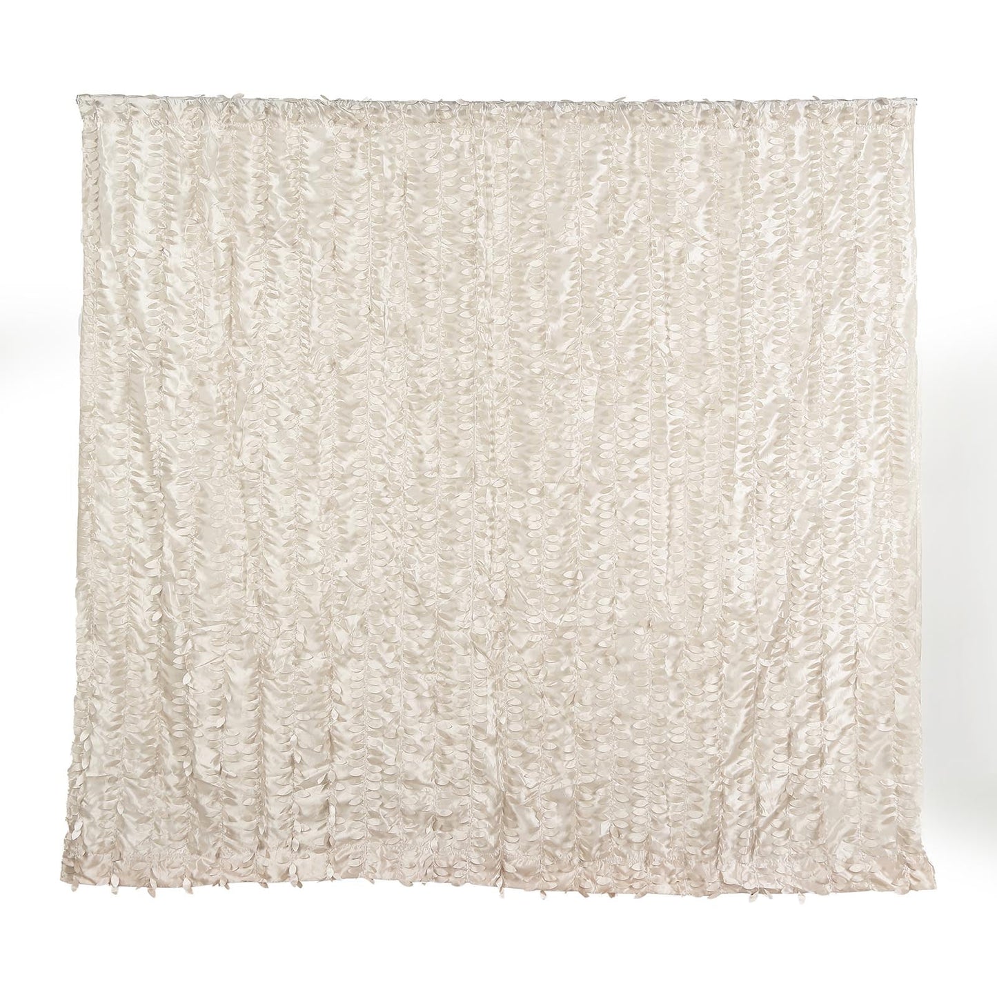 Beige Taffeta Curtain Panel With 3D Leaf Petals