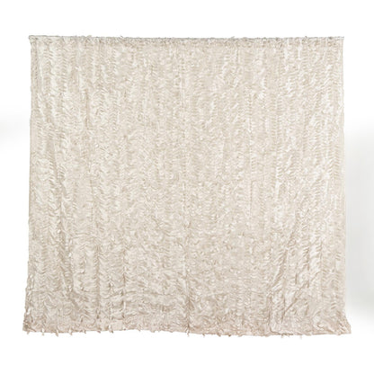 Beige Taffeta Curtain Panel With 3D Leaf Petals