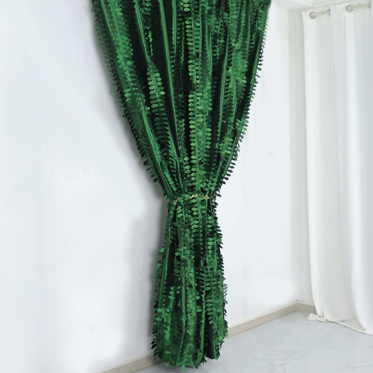 8ftx8ft green 3D leaf petal taffeta event curtain drapes backdrop panel.