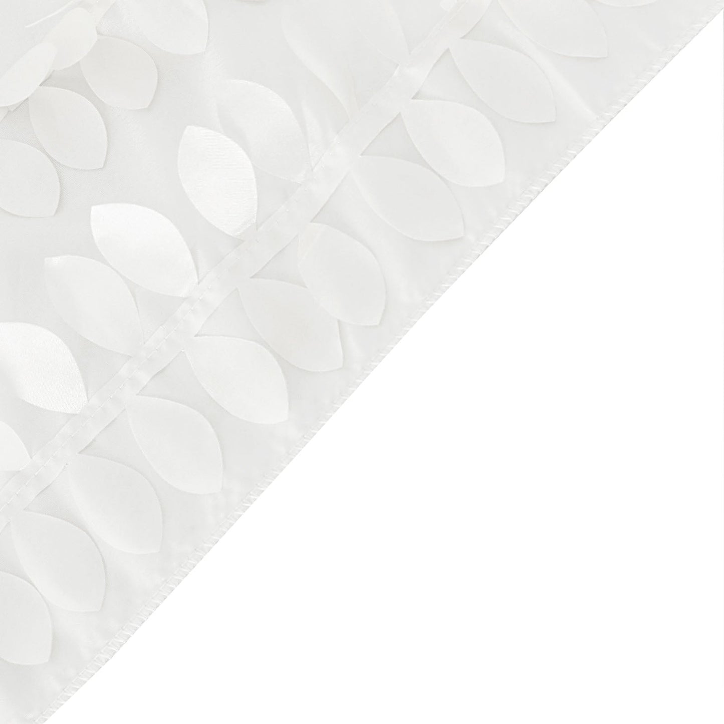 White 3D leaf petal taffeta event curtain drapes backdrop panel.
