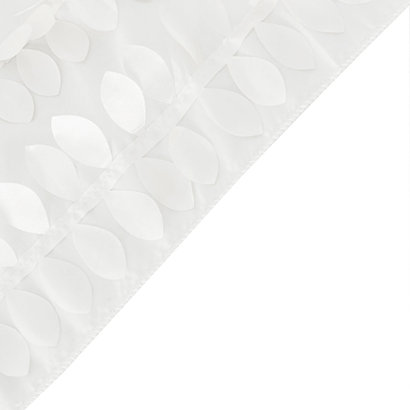White 3D leaf petal taffeta event curtain drapes backdrop panel.