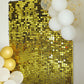 10sq.ft Ritzy Gold Sequin Shimmer Wall Backdrop Panels, Round Sequin Party Backdrop - 10 Panels