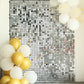 10sq.ft Ritzy Silver Sequin Shimmer Wall Backdrop Panels, Round Sequin Party Backdrop, Active Spangle Wall Art Décor - 10 Panels