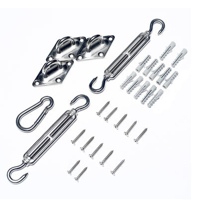 Triangle stainless steel sun shade sail installation hardware kit.