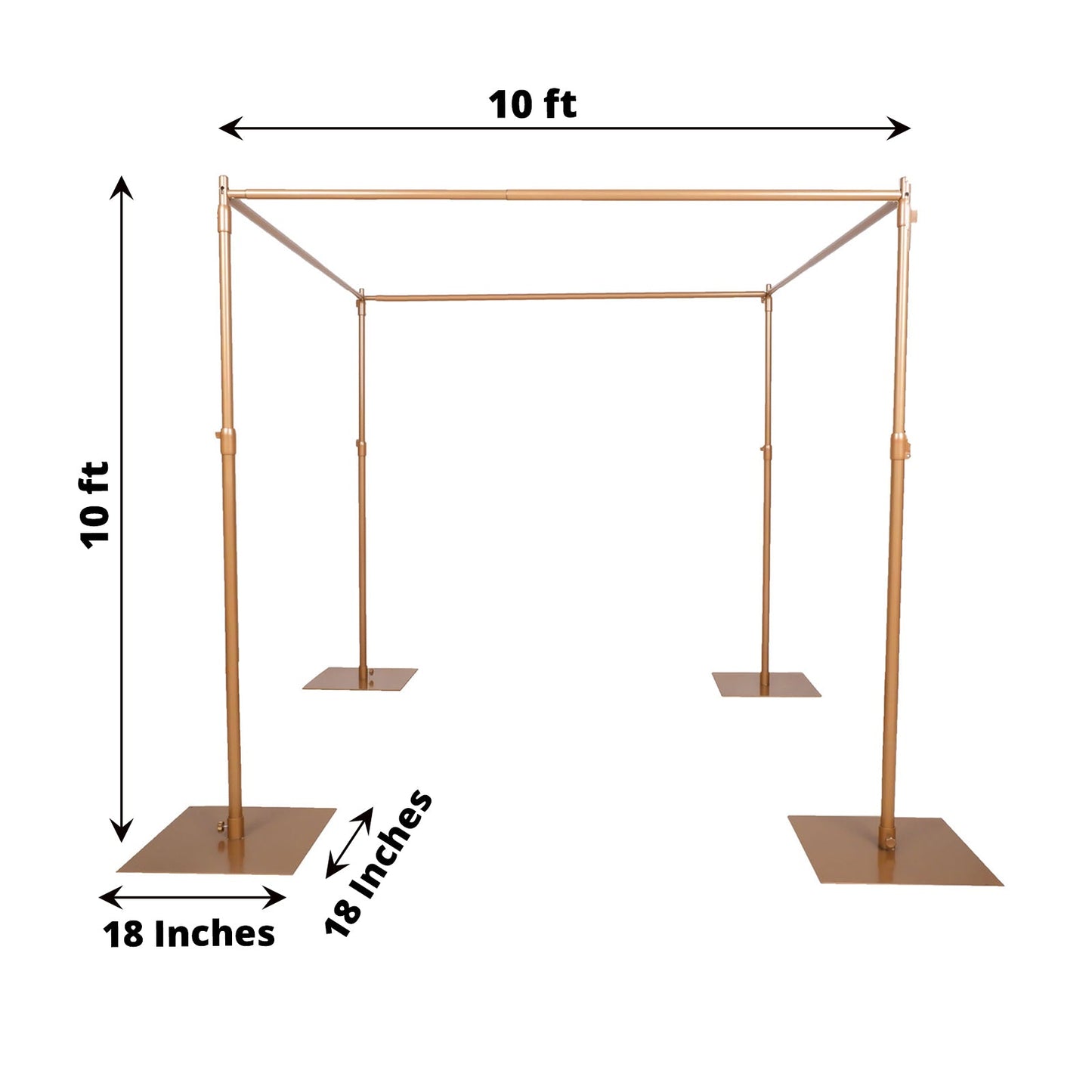 4 Steel Stands Bases Support 10 Feet Gold Metal Backdrop Stands
