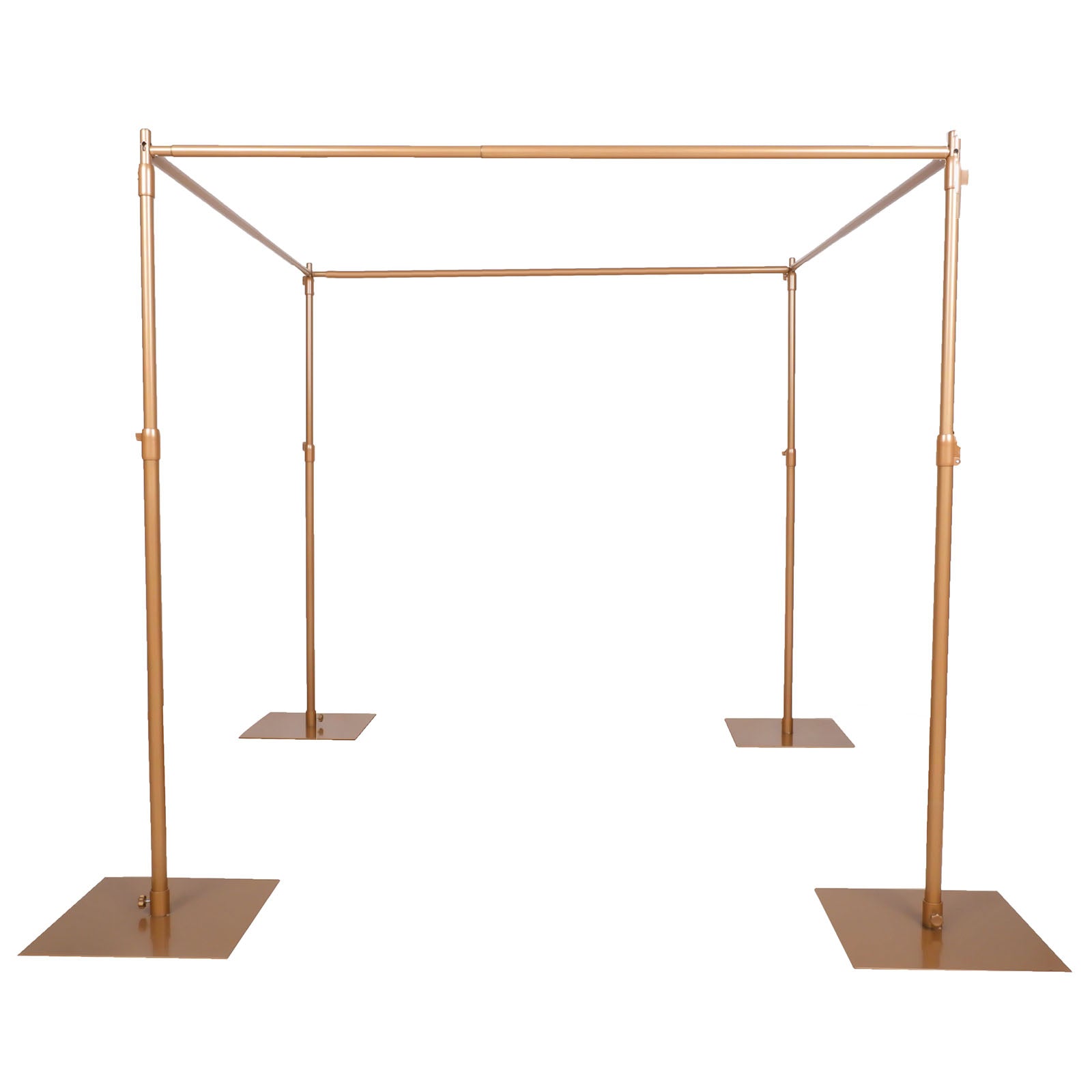 10 Feet Gold Metal Backdrop Stands With 4 Steel Stands Base Supports And Telescopic Cross Bars#whtbkgd