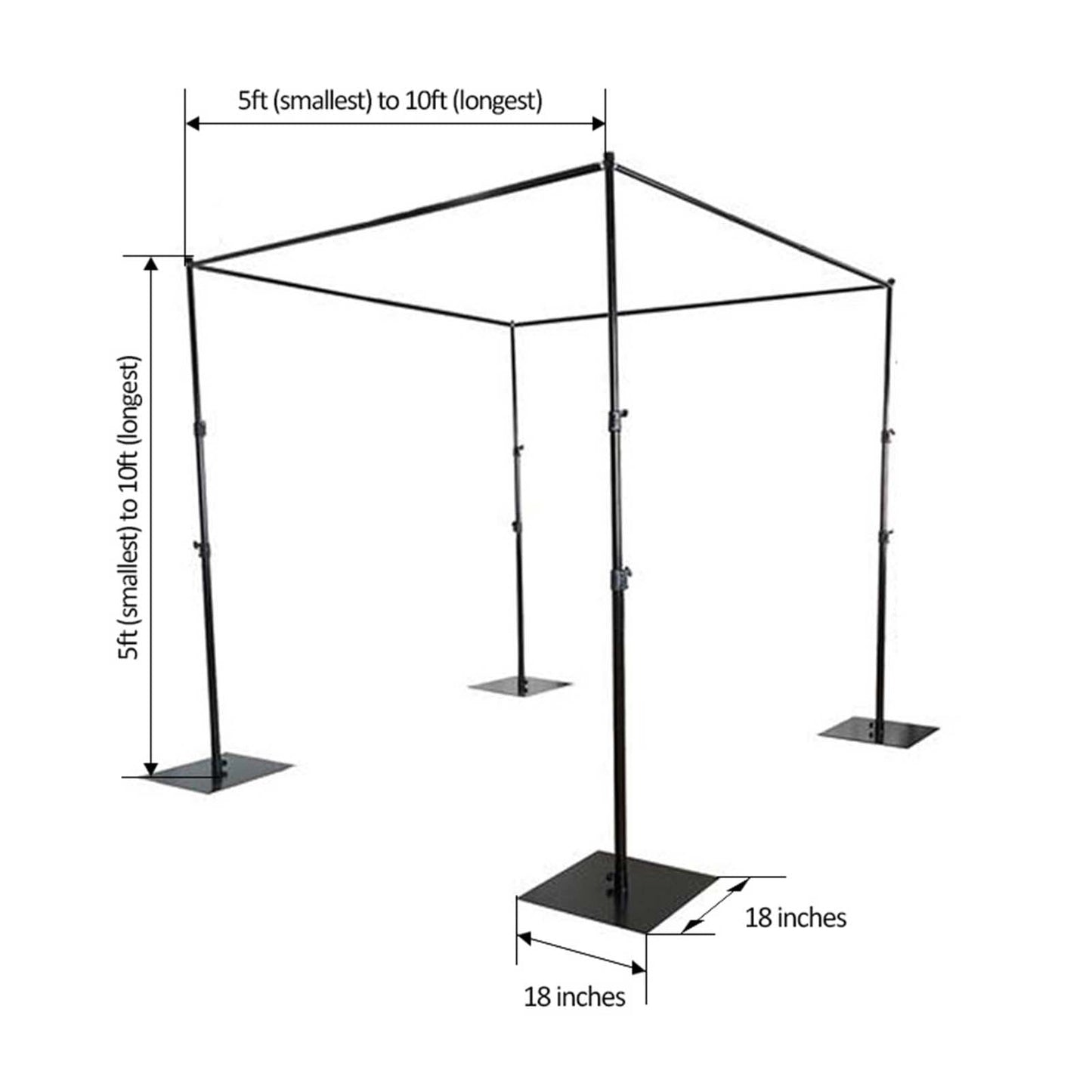 10ft | 4 Post DIY Photography Backdrop Stand, Wedding Arch Canopy Tent