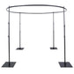 Black metal circular wedding arch stand for events.