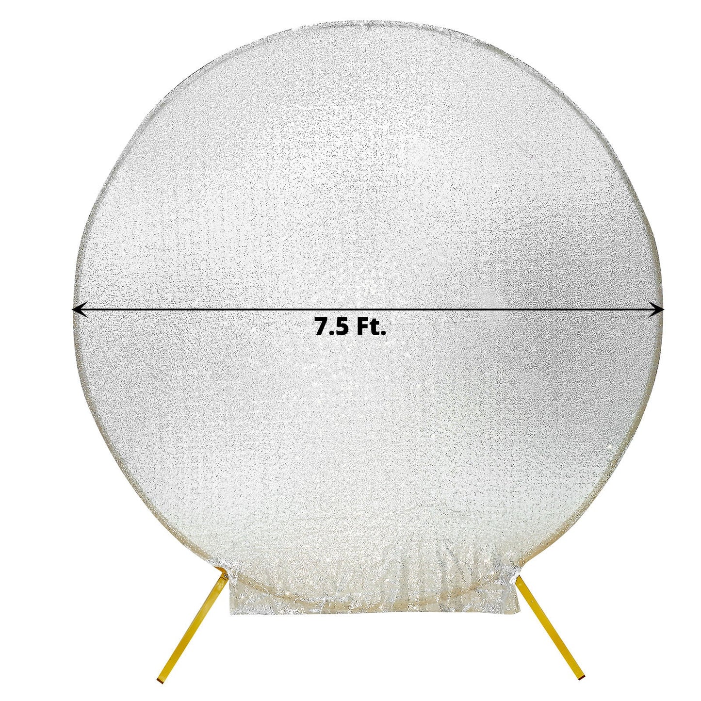 7.5ft Metallic Silver Sparkle Sequin Round Wedding Arch Cover, Shiny Shimmer Backdrop Stand Cover