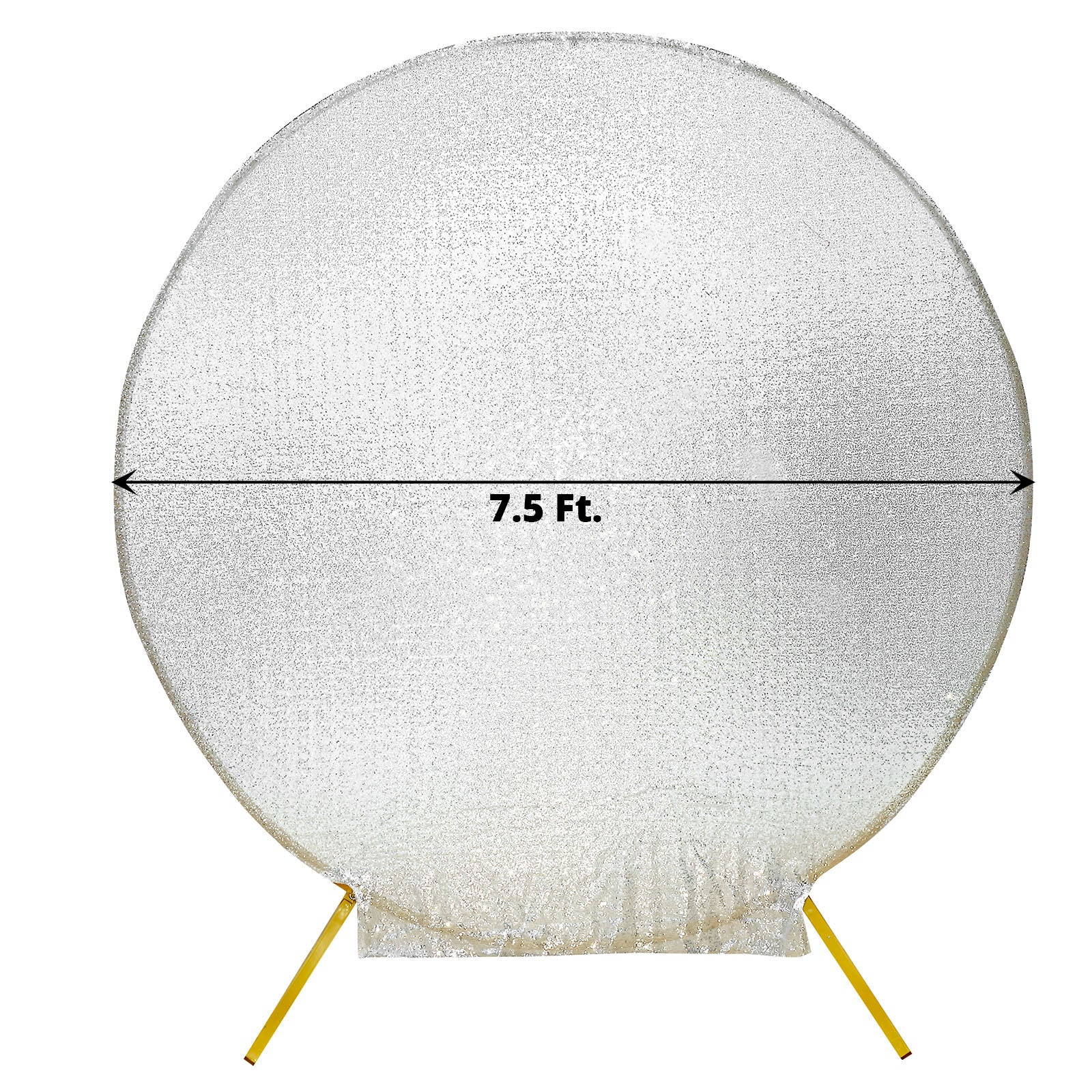 7.5ft Metallic Silver Sparkle Sequin Round Wedding Arch Cover, Shiny Shimmer Backdrop Stand Cover