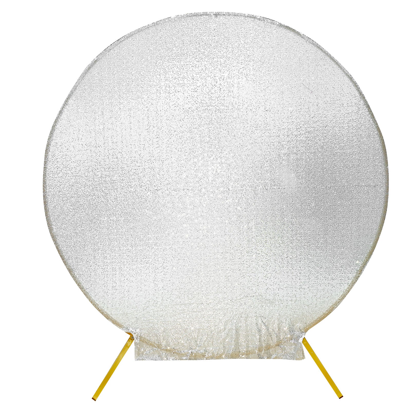 7.5ft Metallic Silver Sparkle Sequin Round Wedding Arch Cover, Shiny Backdrop Stand Cover