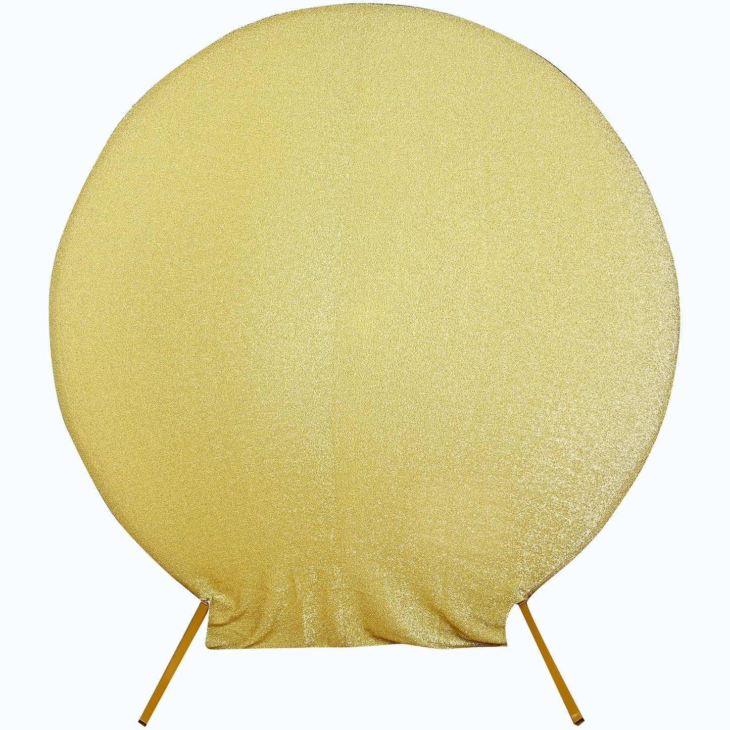 7.5ft Champagne Metallic Shimmer Tinsel Spandex Round Backdrop, 2-Sided Wedding Arch Cover