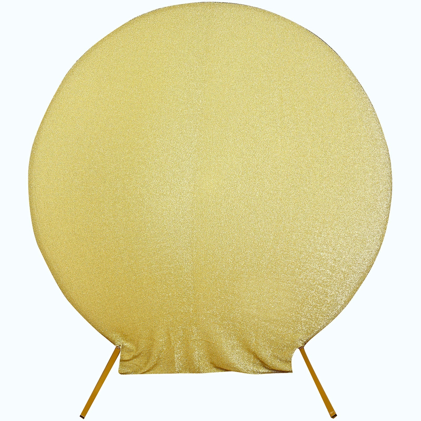 7.5ft Champagne Metallic Shimmer Tinsel Spandex Round Backdrop, 2-Sided Wedding Arch Cover