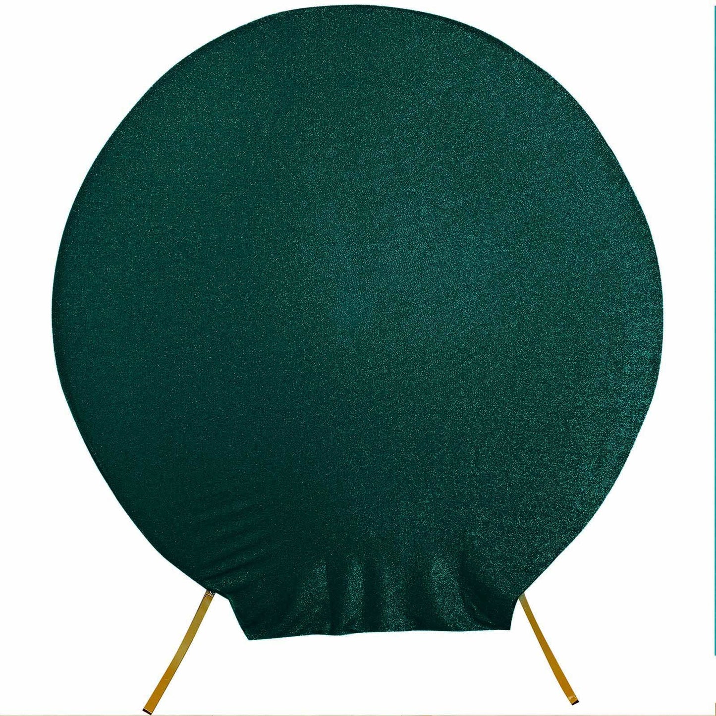 Metallic Shimmer Tinsel Spandex Hunter Emerald Green Round 2 Sided Backdrop Arch Cover 7.5 Feet#whtbkgd