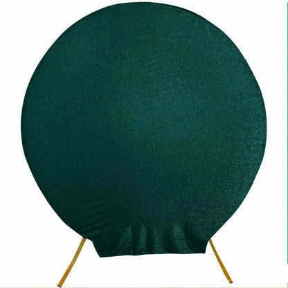 Metallic Shimmer Tinsel Spandex Hunter Emerald Green Round 2 Sided Backdrop Arch Cover 7.5 Feet#whtbkgd
