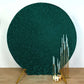 7.5ft Hunter Emerald Green Metallic Shimmer Tinsel Spandex Round Backdrop, 2-Sided Wedding Arch Cover