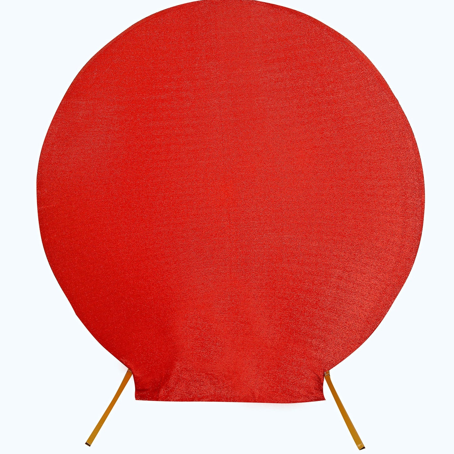 7.5ft Red Metallic Shimmer Tinsel Spandex Round Backdrop, 2-Sided Wedding Arch Cover