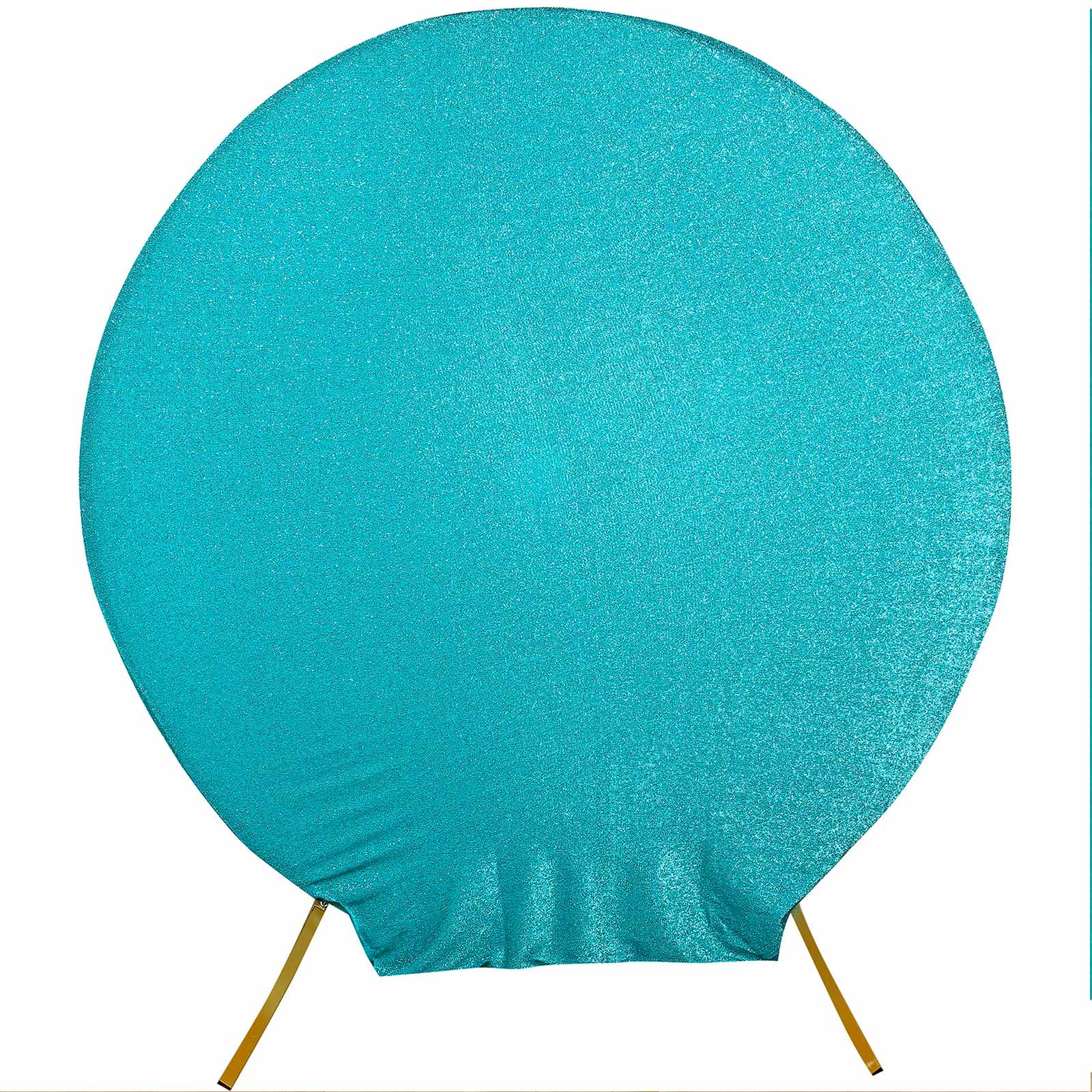 7.5ft Turquoise Metallic Shimmer Tinsel Spandex Round Backdrop, 2-Sided Wedding Arch Cover