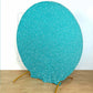 7.5ft Turquoise Metallic Shimmer Tinsel Spandex Round Backdrop, 2-Sided Wedding Arch Cover