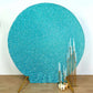 7.5ft Turquoise Metallic Shimmer Tinsel Spandex Round Backdrop, 2-Sided Wedding Arch Cover