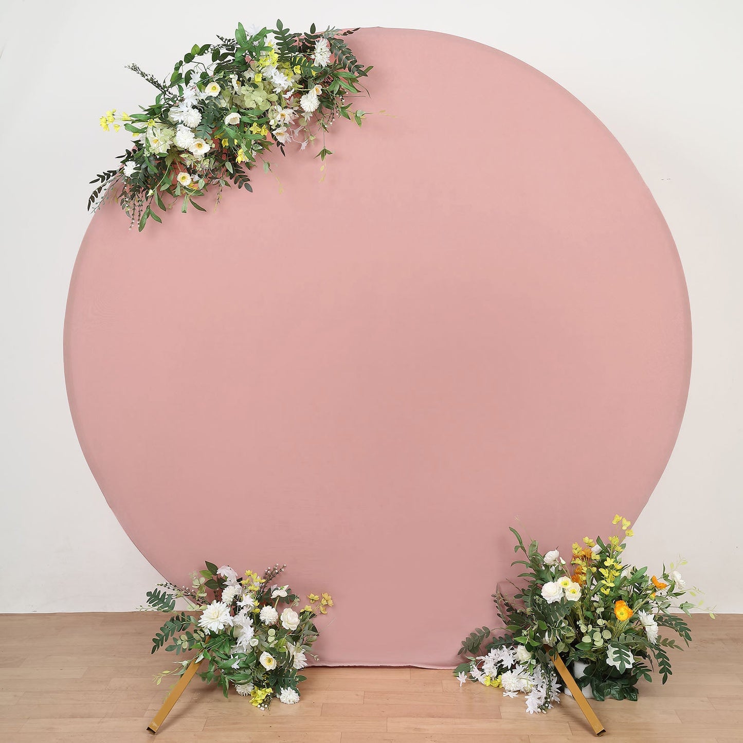 7.5ft Matte Dusty Rose Round Spandex Fit Wedding Backdrop Stand Cover