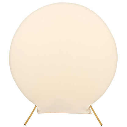 2 Sided Round Spandex 7.5 Feet Matte Beige Wedding Stand Cover