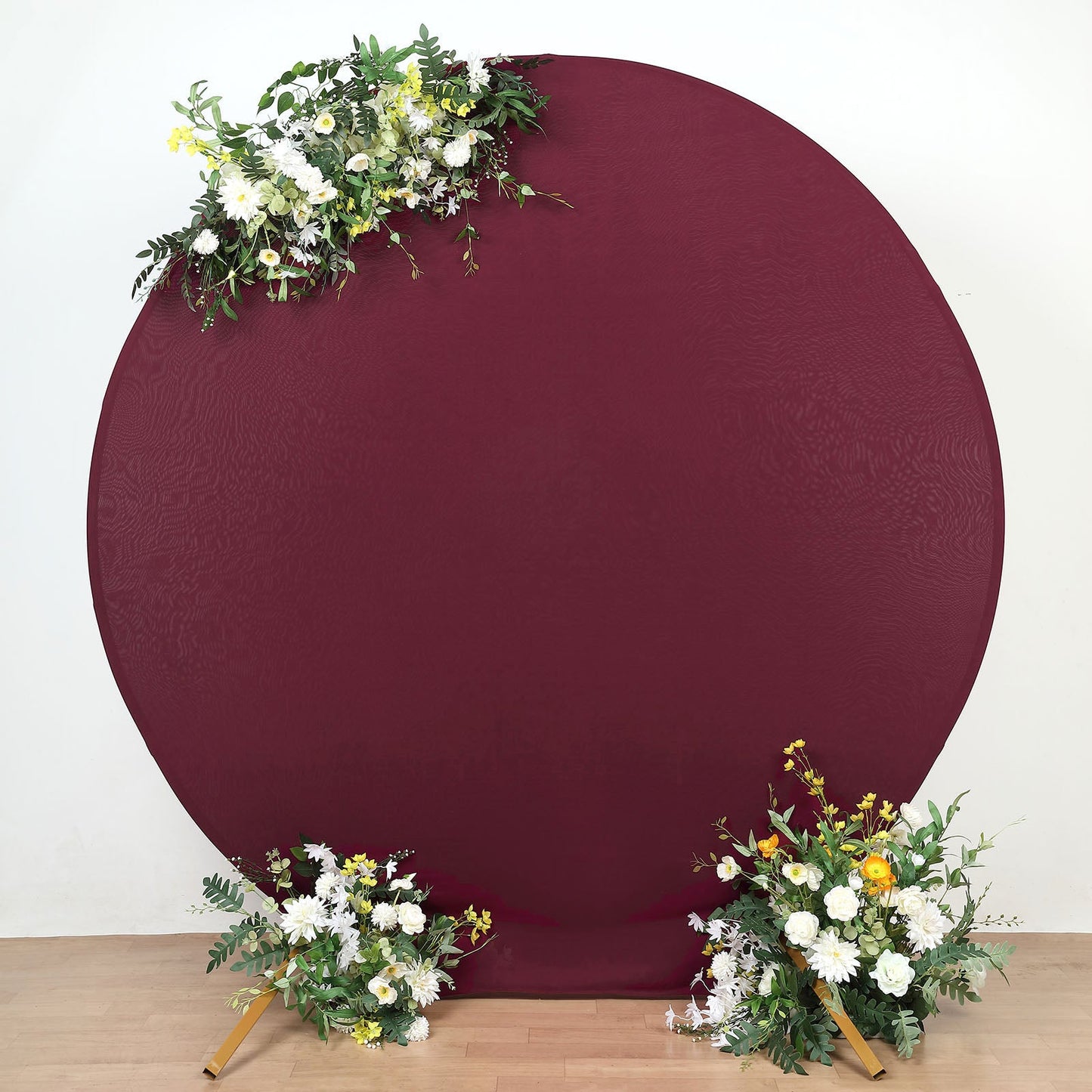 7.5ft Matte Burgundy Round Spandex Fit Wedding Backdrop Stand Cover