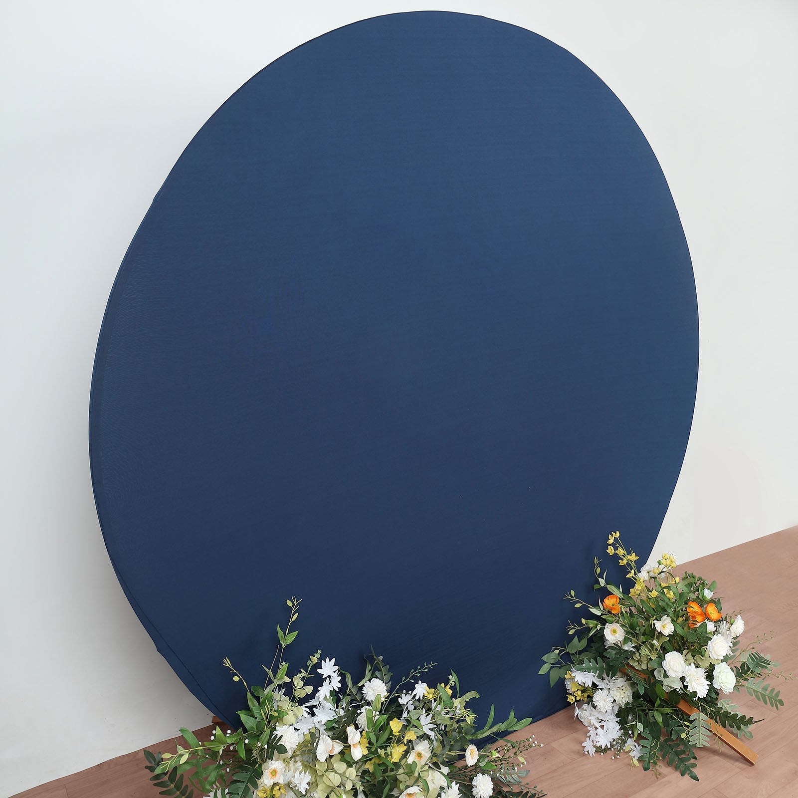 Spandex Round Matte Navy Blue 7.5 Feet Wedding Stand Cover