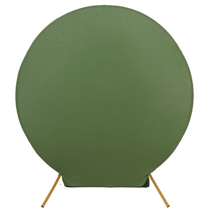 2 Sided Round Spandex 7.5 Feet Matte Olive Green Wedding Stand Cover