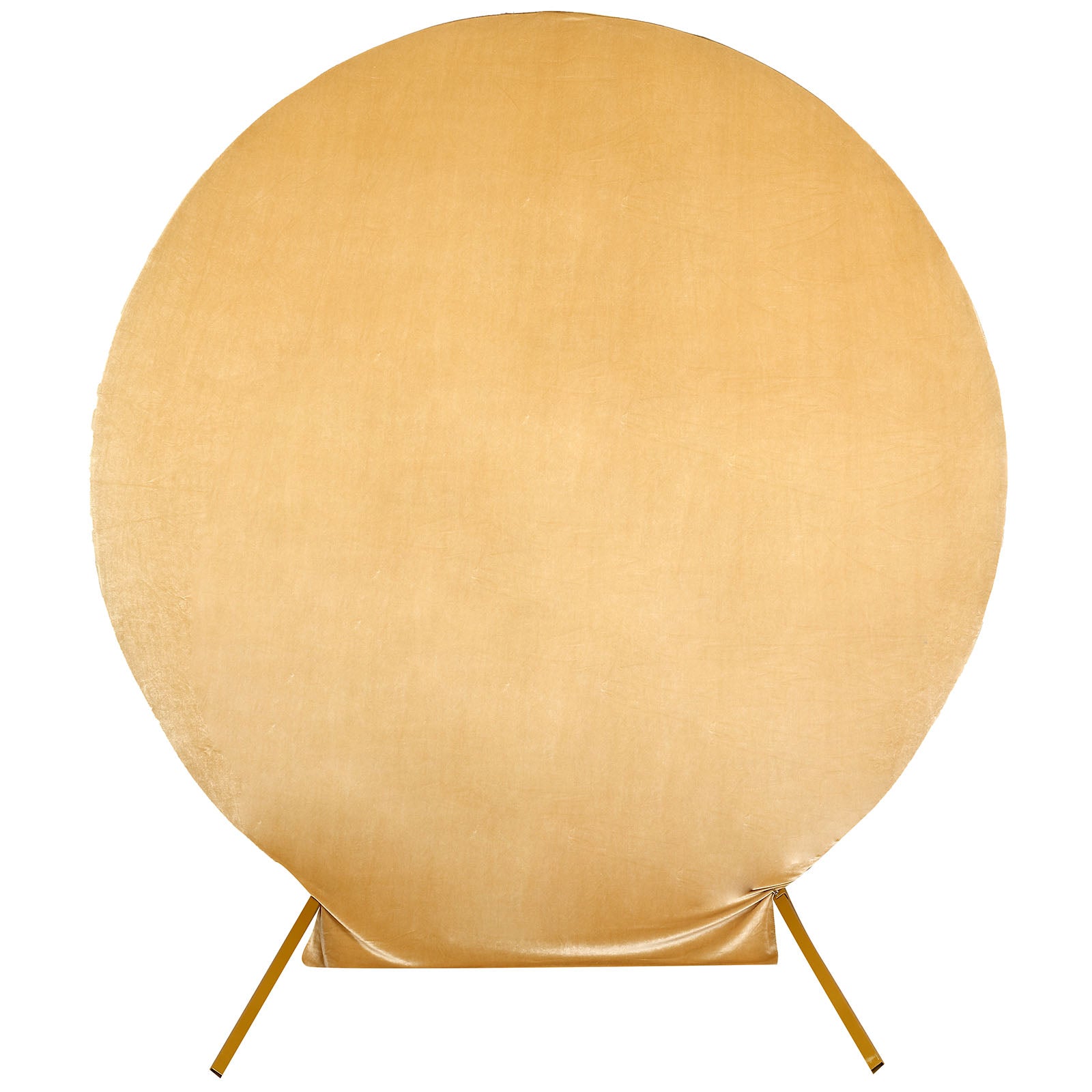 Champagne soft velvet fitted round wedding arch cover.