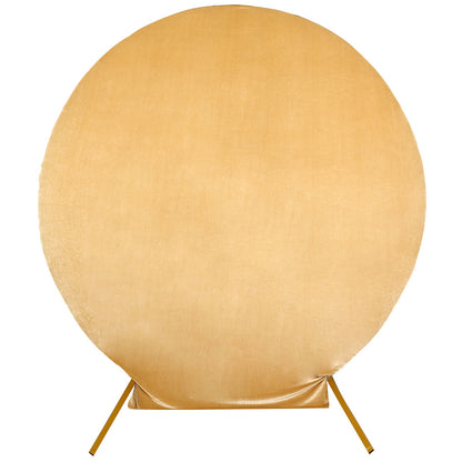 Champagne soft velvet fitted round wedding arch cover.
