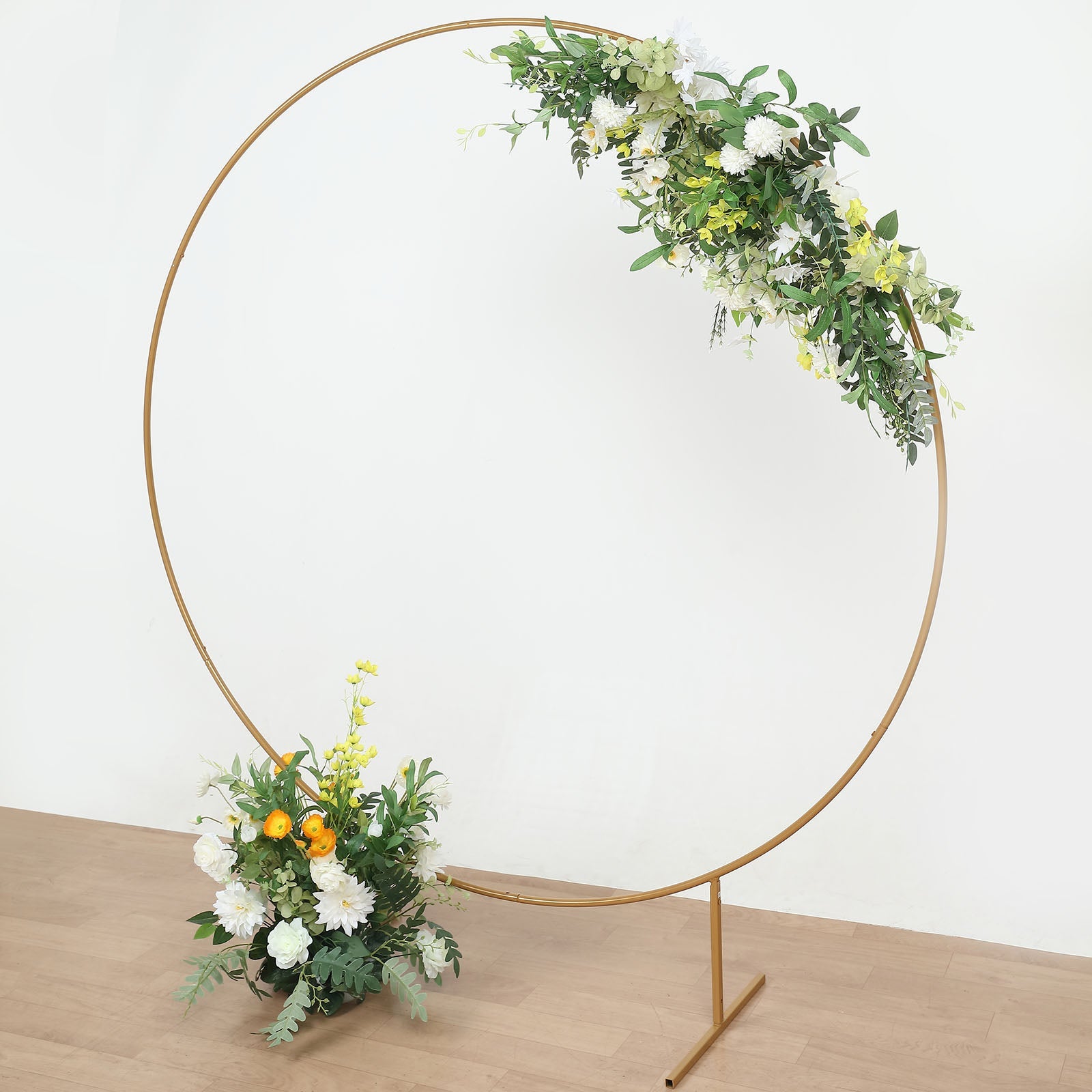 Metal Floral Balloon Garland Hoop In Gold 6.5 Feet