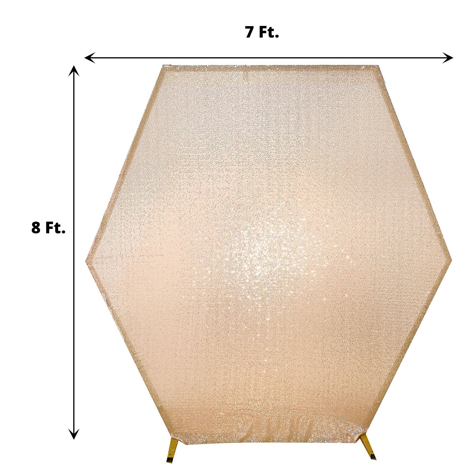 8ftx7ft Blush/Rose Gold Sparkle Sequin Hexagon Wedding Arch Cover, Shiny Backdrop Stand Cover
