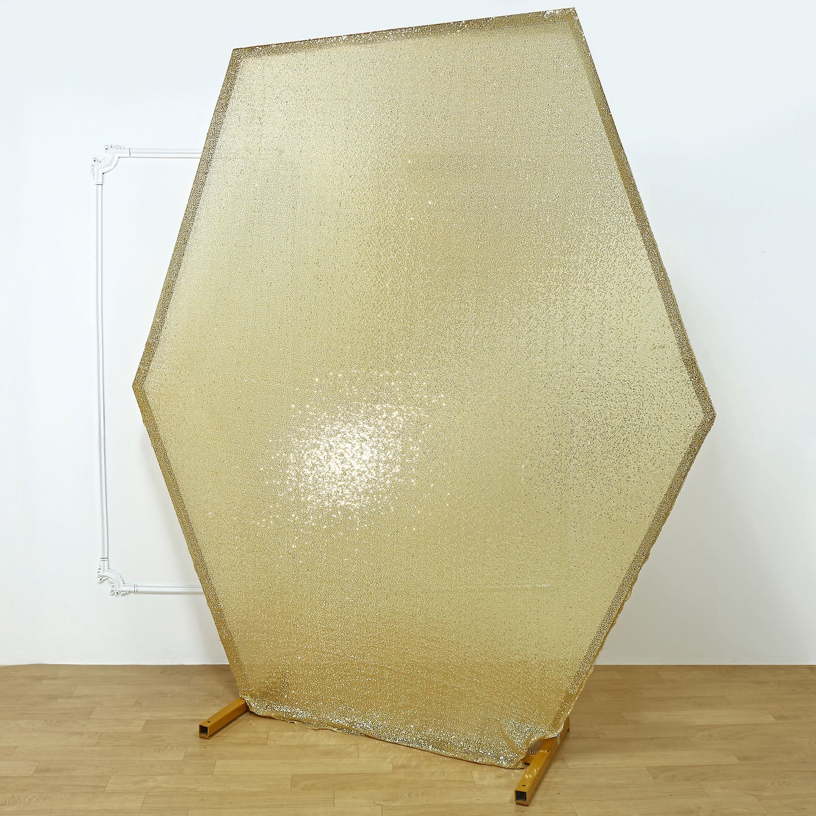 8ftx7ft Champagne Sparkle Sequin Hexagon Wedding Arch Cover, Shiny Shimmer Backdrop Stand Cover