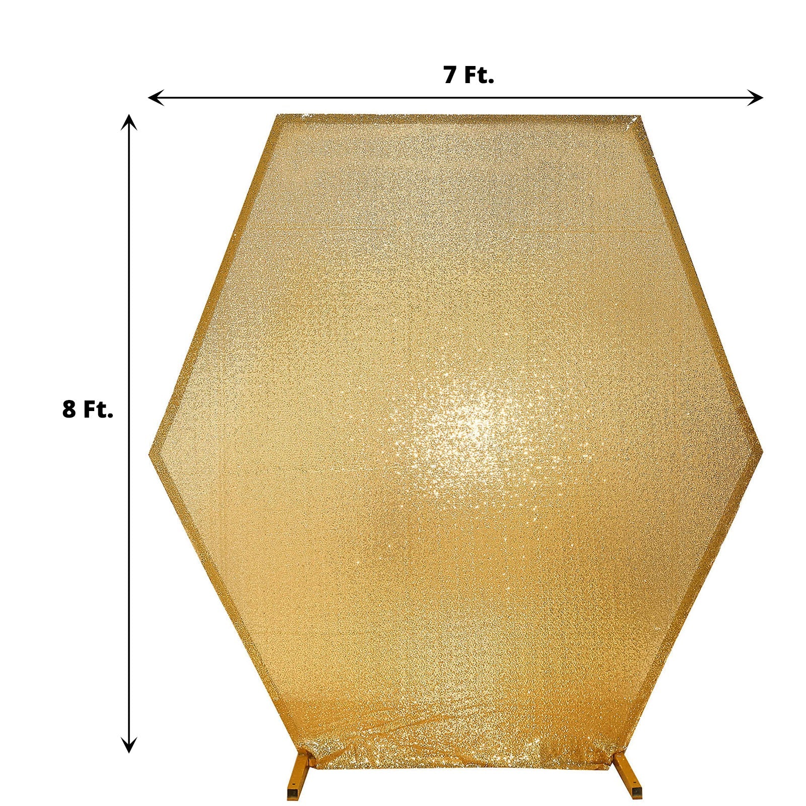 8ftx7ft Metallic Gold Sparkle Sequin Hexagon Wedding Arch Cover, Shiny Shimmer Backdrop Stand Cover