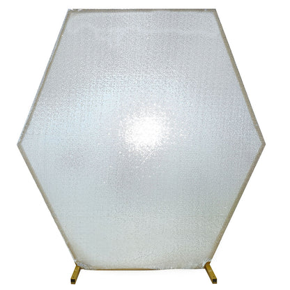 8ftx7ft Metallic Silver Sparkle Sequin Hexagon Wedding Arch Cover, Shiny Backdrop Stand Cover
