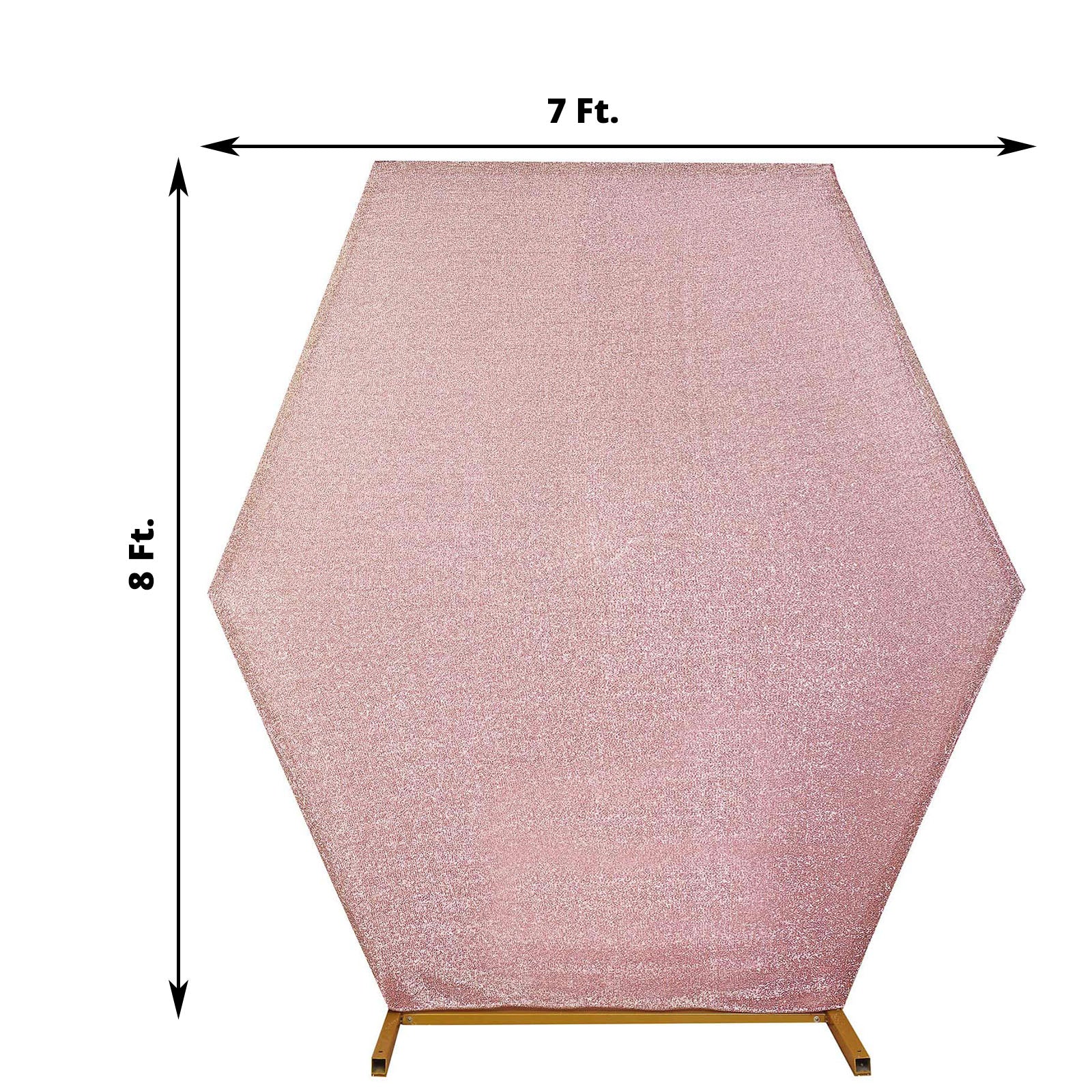 Rose gold metallic shimmer hexagon backdrop for weddings.