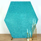Turquoise metallic shimmer tinsel hexagon backdrop for weddings.