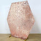 Rose gold sequin hexagon wedding arch cover.