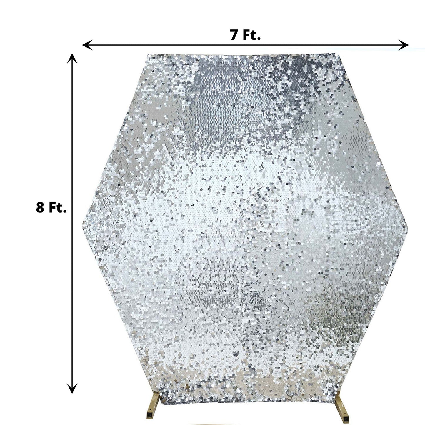 Silver sequin hexagon wedding arch cover, 8ft x 7ft.