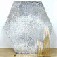 Silver sequin hexagon wedding arch cover for elegant events.