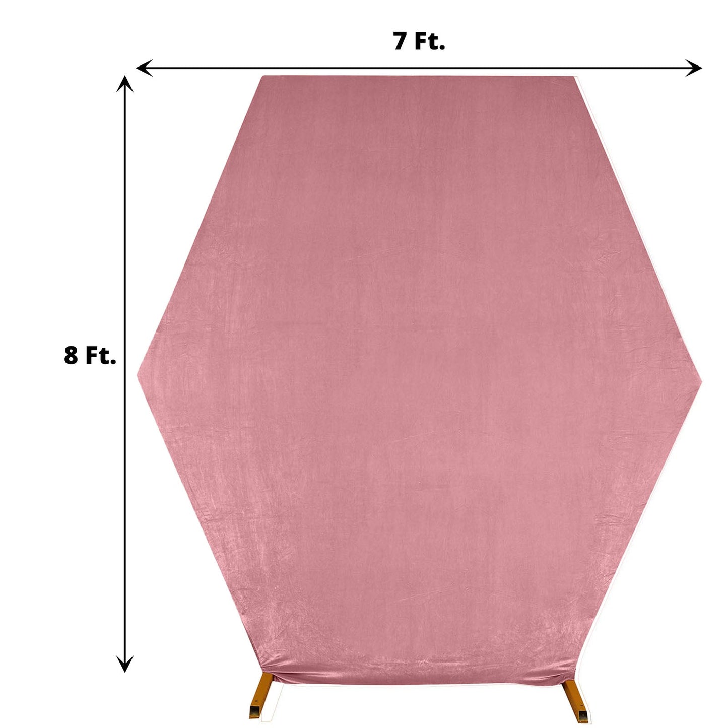 8ftx7ft Dusty Rose Soft Velvet Fitted Hexagon Wedding Arch Cover