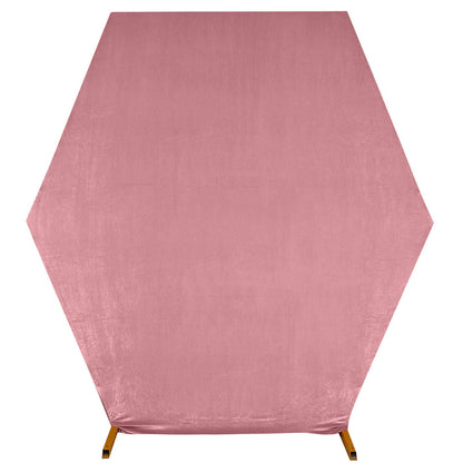 8ftx7ft Dusty Rose Soft Velvet Fitted Hexagon Wedding Arch Cover