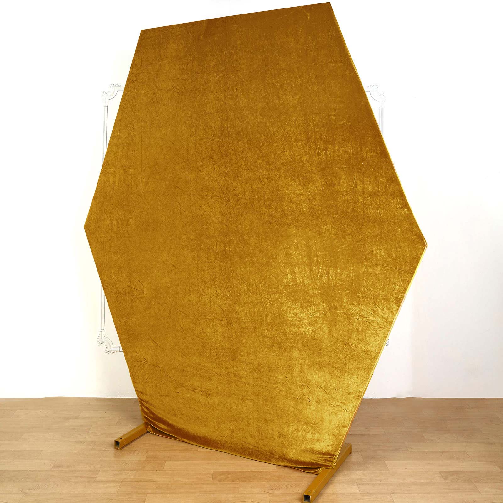 8ftx7ft Metallic Gold Soft Velvet Fitted Hexagon Wedding Arch Cover