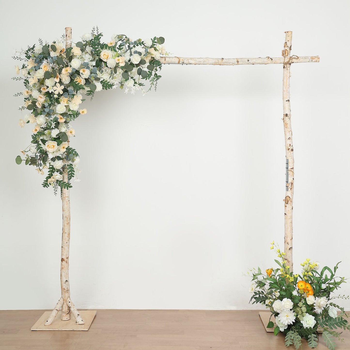 7.5ft Natural Birch Wood Square Wedding Arch, Rustic Arbor Photography Backdrop Stand