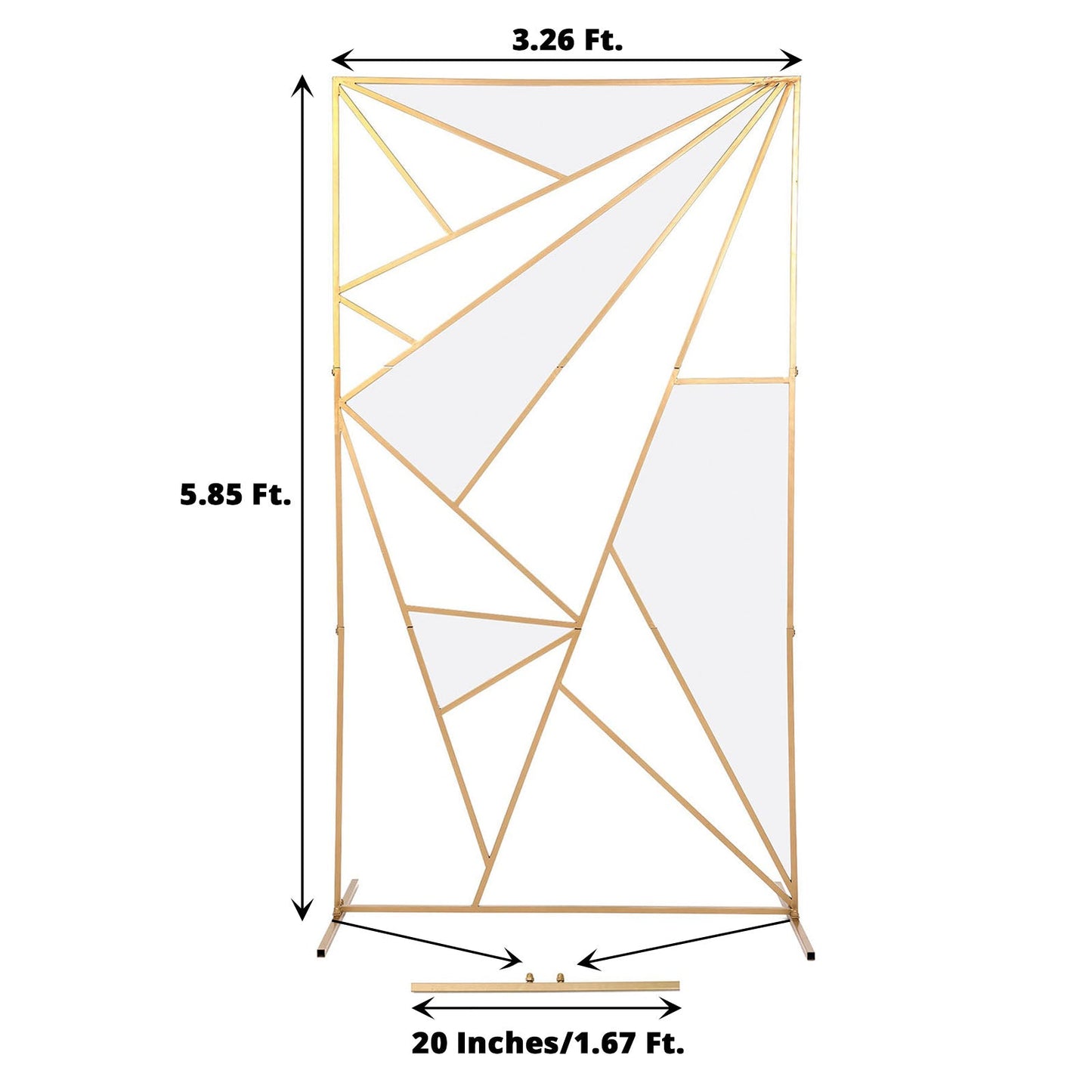 Gold Colored Metal Geometric Rectangle Backdrop Floor and Flower Stand with Cloudy Film Insert